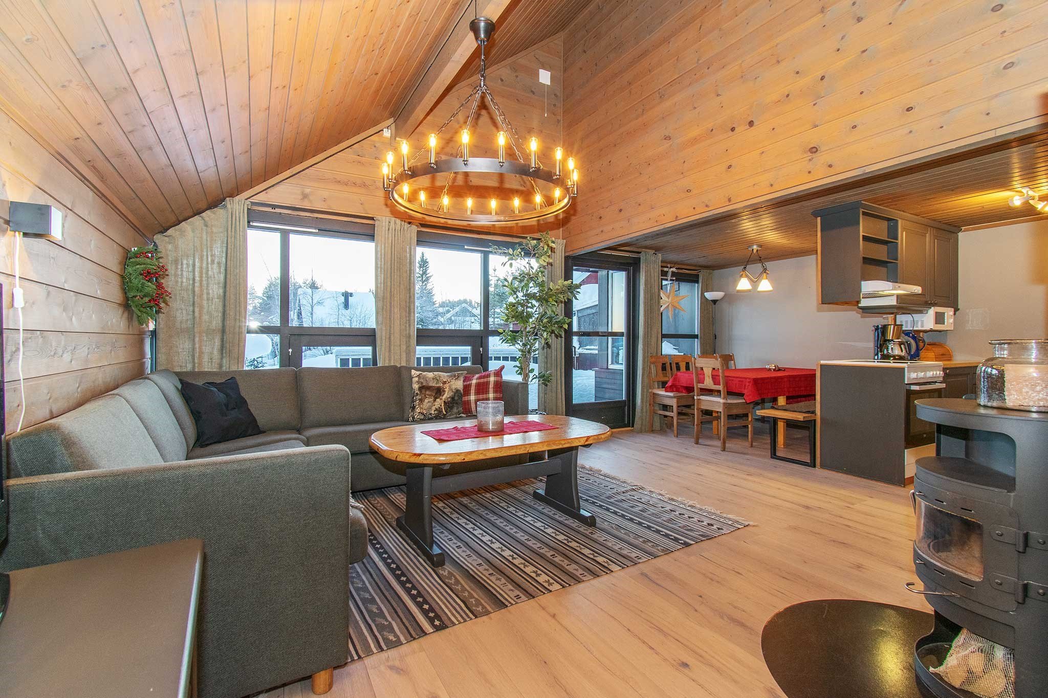 Living room and kitchen area