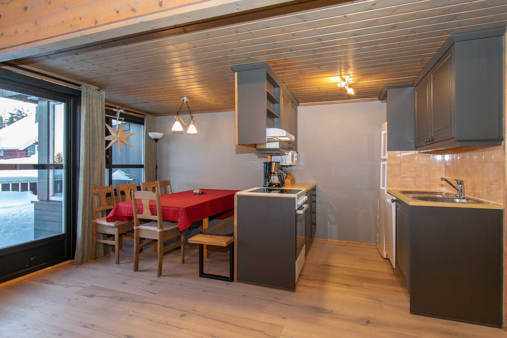 Modern kitchen and dining area